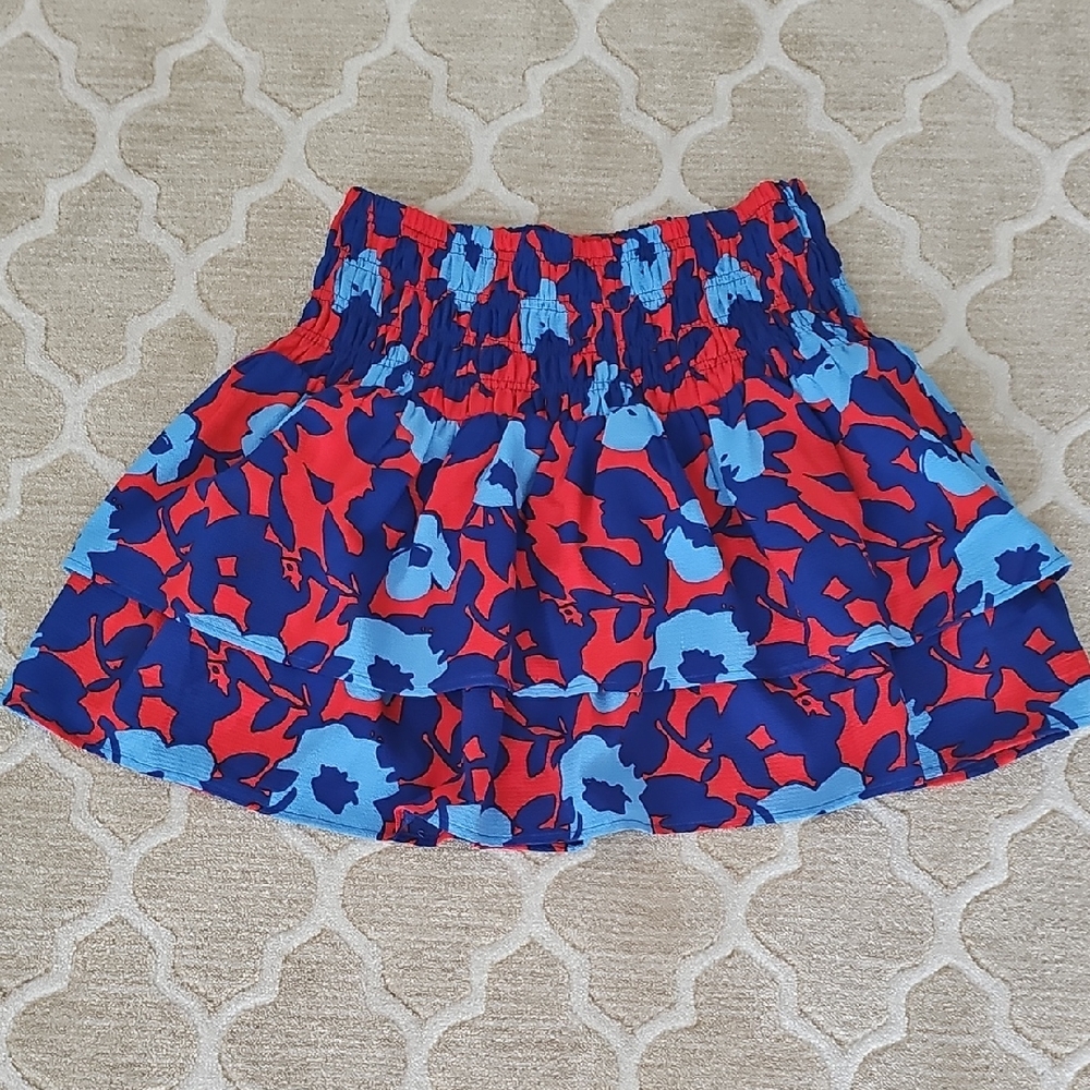 Sugarlips Floral Blue and Red Women's Skirt, Size Small